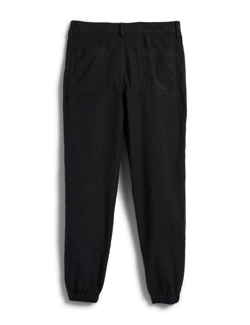 Flat back of Black Frank & Eileen Jameson Utility Jogger in Italian Performance Linen, view 6