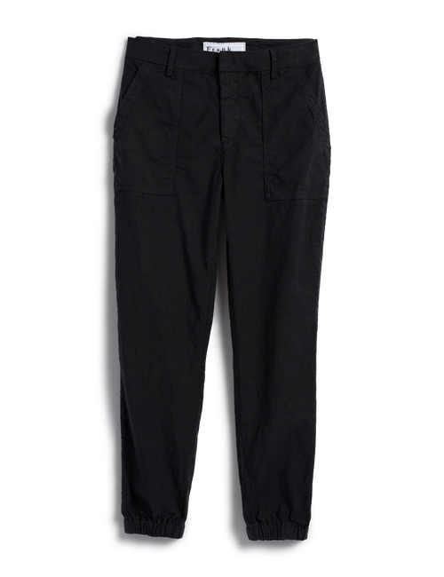 Flat front shot of Black Frank & Eileen Jameson Utility Jogger in Italian Performance Linen, view 5