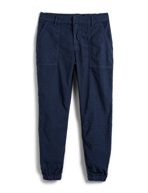 Flat front shot of Navy Frank & Eileen Jameson Utility Jogger in Italian Performance Linen, view 4