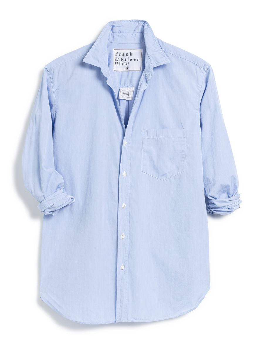Flat front shot of French Blue Frank & Eileen Joedy Boyfriend Button-Up Shirt in Superfine