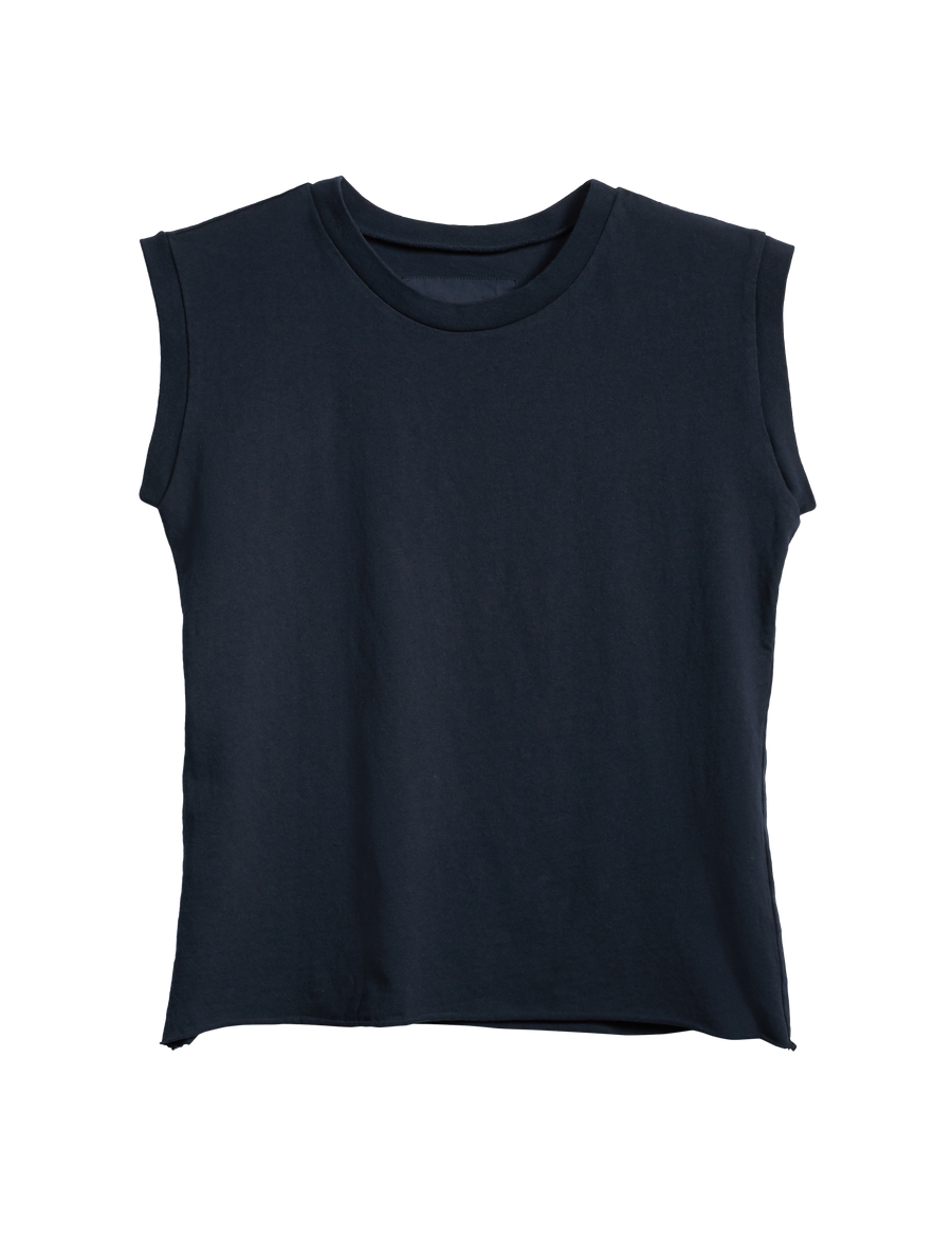 Flat shot of Front of British Navy Frank & Eileen Aiden Vintage Muscle Tee in Heritage Jersey