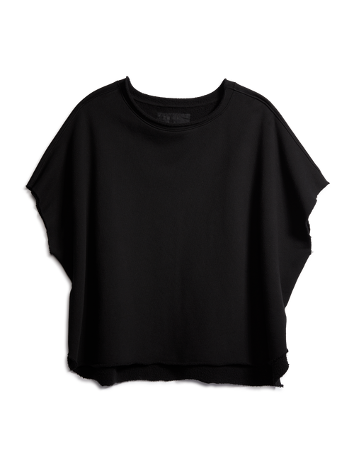 Flat front shot of Black Frank & Eileen Olive Original Capelet in Triple Fleece, view 4