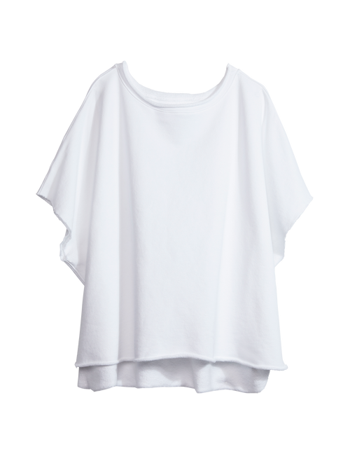Flat front shot of White Frank & Eileen Olive Original Capelet in Triple Fleece, view 6