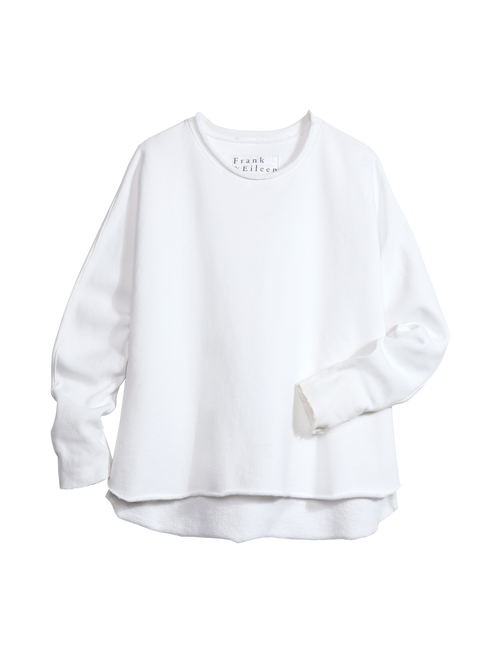 Flat shot of White Frank & Eileen Anna Long Sleeve Capelet in Triple Fleece, view 4