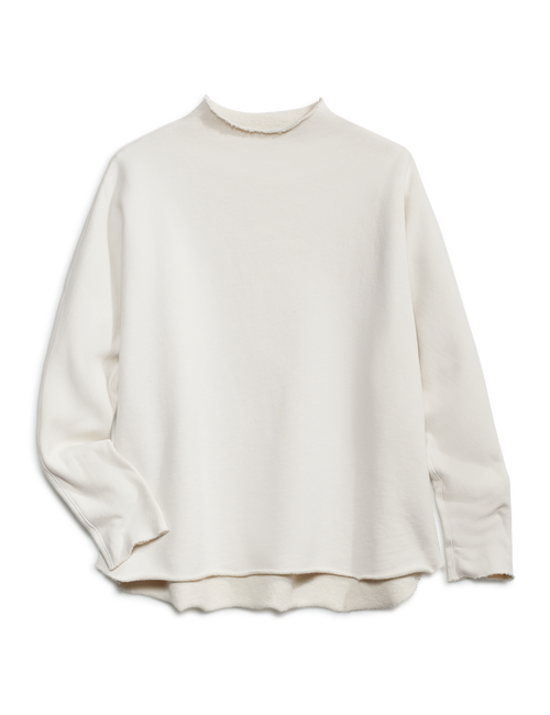 Flat front shot of Vintage White Frank & Eileen Effie Long-Sleeve Funnel Neck Capelet in Triple Fleece, view 4