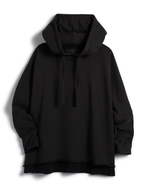 Flat front shot of Black Frank & Eileen Kane Capelet Hoodie in Triple Fleece, view 4