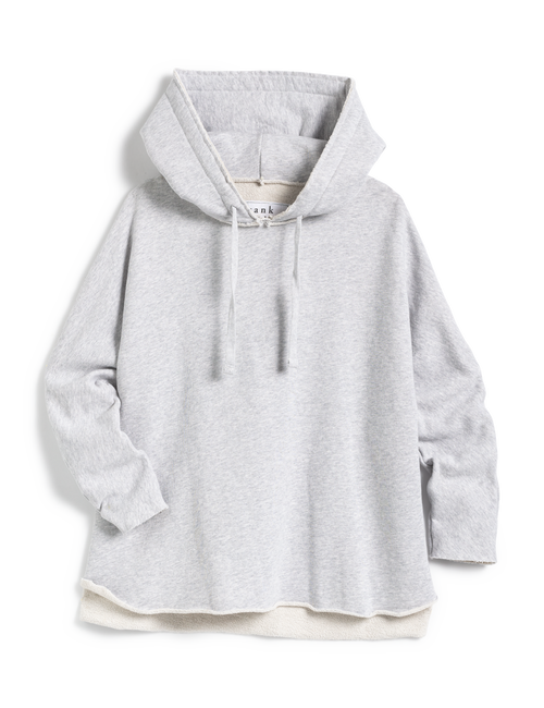 Flat front shot of Gray Frank & Eileen Kane Capelet Hoodie in Triple Fleece, view 8