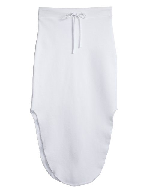 Flat front shot of White Frank & Eileen Donegal Unforgettable Skirt in Italian Triple Fleece, view 6