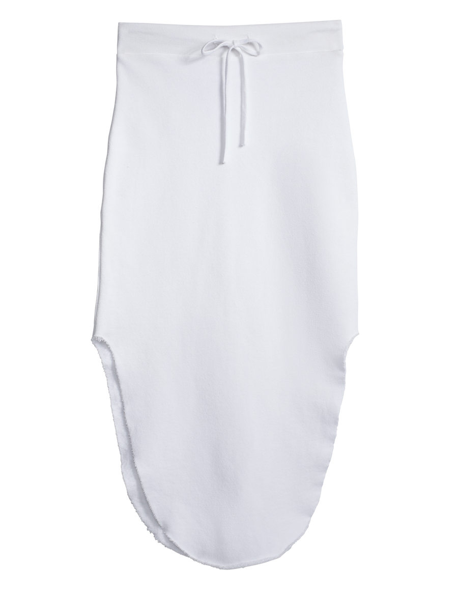 Flat front shot of White Frank & Eileen Donegal Unforgettable Skirt in Italian Triple Fleece