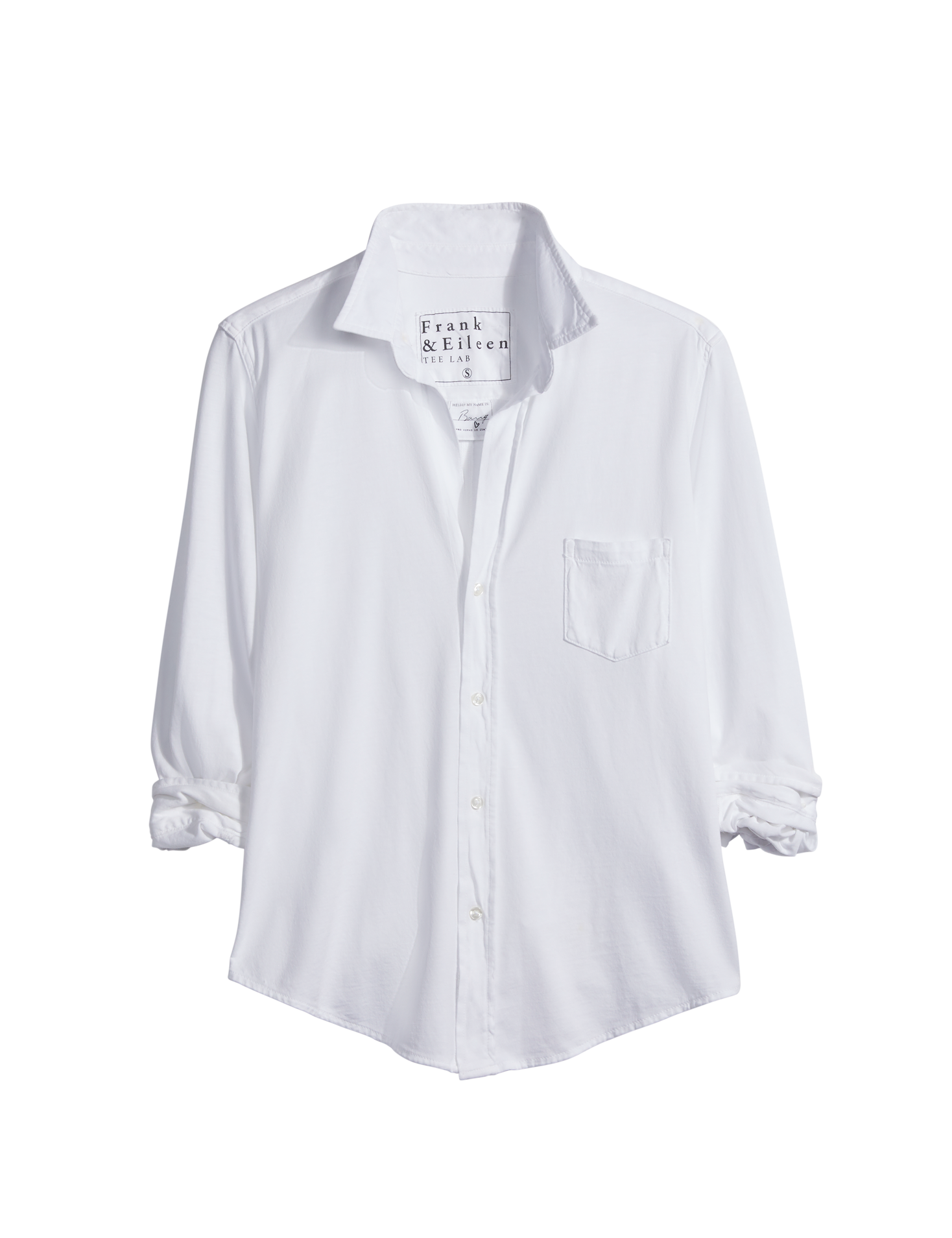 Flat shot of White Frank & Eileen Barry Tailored Button-Up Shirt in Luxe Jersey, view 4