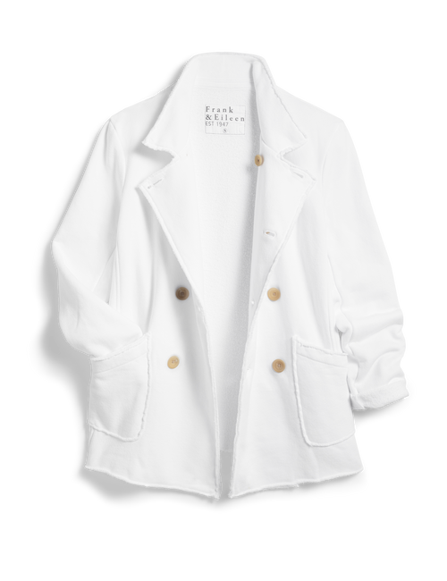Flat front shot of White Frank & Eileen Belfast English Peacoat in Triple Fleece, view 4