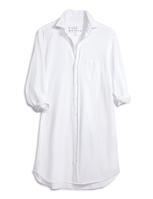 Flat front shot of White Frank & Eileen Mary Classic Shirtdress in Heritage Jersey, view 4