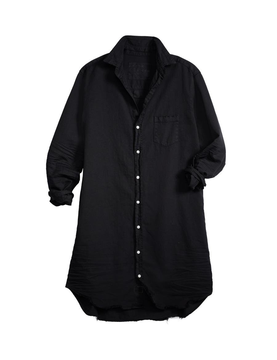 Flat front shot of Black Frank & Eileen Mary Classic Shirtdress in Famous Denim