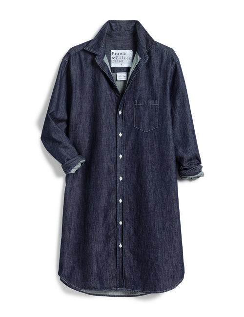 Flat front shot of Denim Blue Frank & Eileen Mary Classic Shirtdress in Famous Denim, view 4