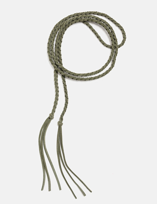 Product shot of Green Frank & Eileen Niamh Celtic Rope Belt in Italian Vesuvio Suede, alternate view