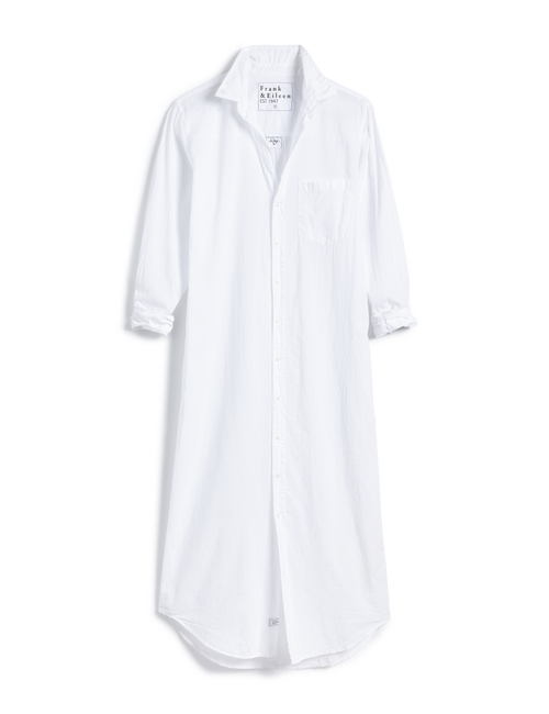 Flat front shot of White Frank & Eileen Rory Maxi Shirtdress in Organic Voile, view 6
