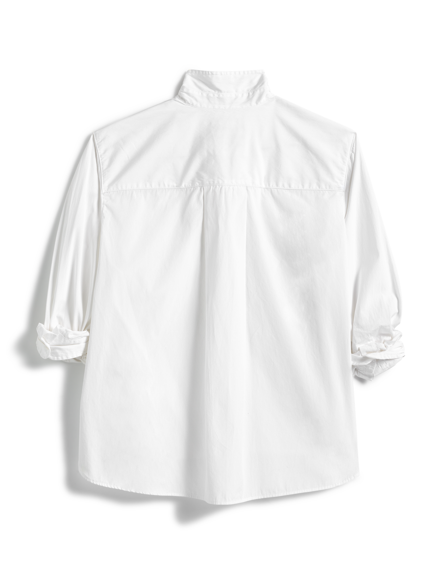 Flat back shot of White Frank & Eileen Silvio Untuckable Button-Up Shirt in Superluxe
