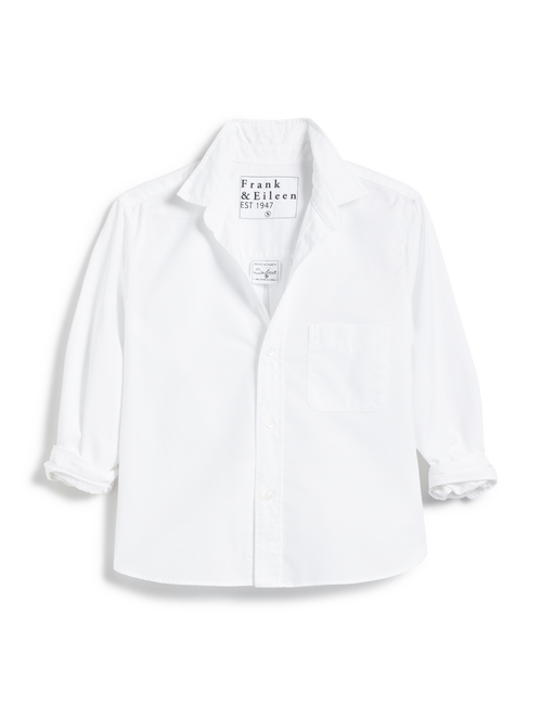 Flat front shot of White Frank & Eileen Silvio Untuckable Button-Up Shirt in Italian Oxford, view 4