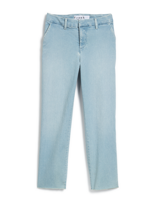 Flat front shot of 1975 Blue Wash Frank & Eileen Wicklow Italian Chino in Italian Performance Denim, view 6