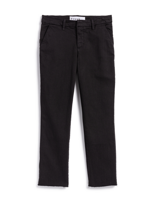 Flat front shot of Black Frank & Eileen Wicklow Italian Chino in Italian Performance Denim, view 5