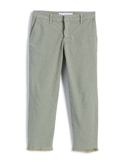 Flat front shot of Sage Green Frank & Eileen Wicklow Italian Chino in Italian Performance Linen, view 5